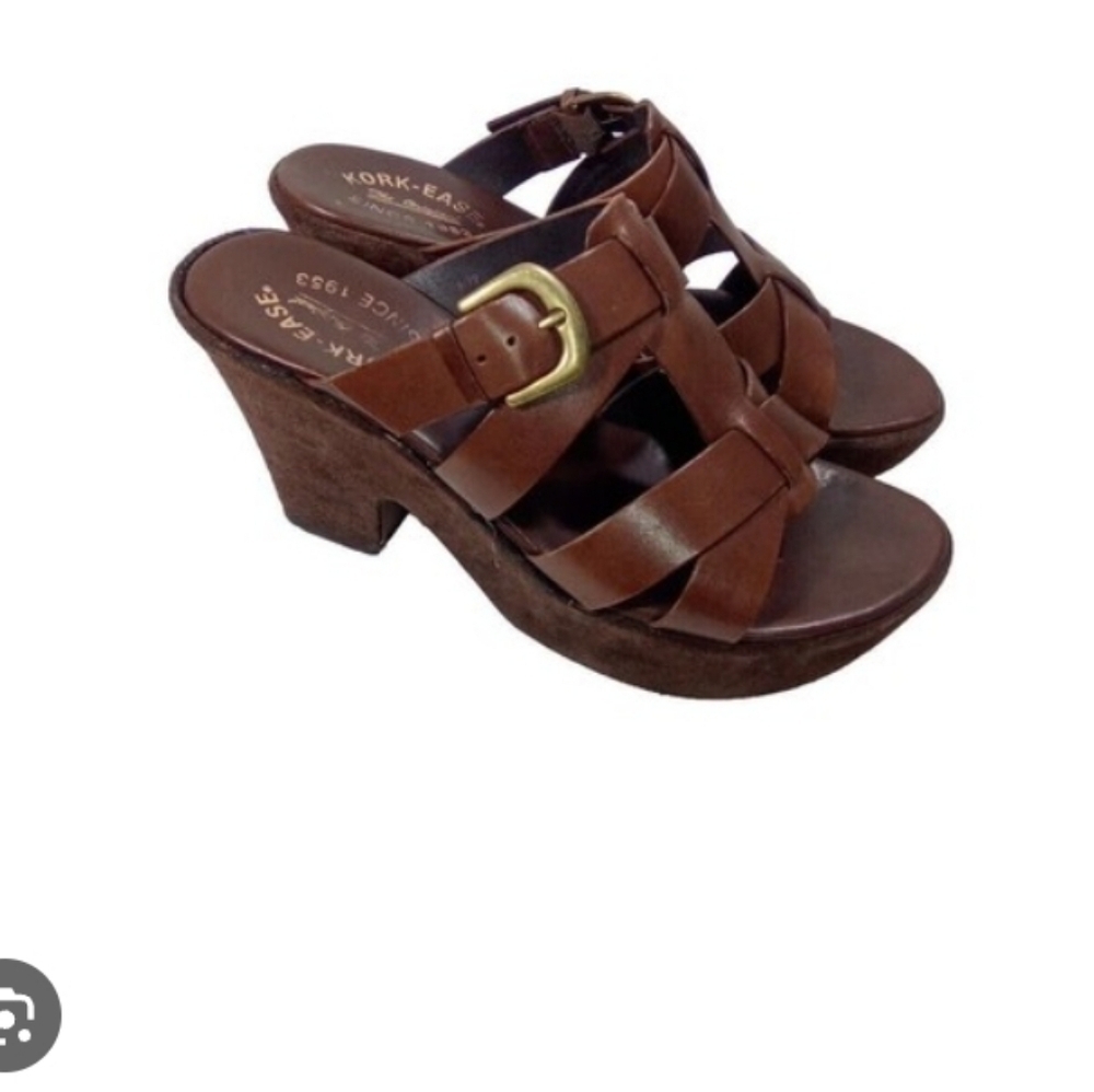 Kork-Ease  Beatrice Brown Leather Wedge Sandals Size 6